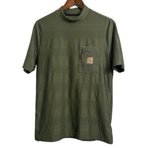 Adidas Adicross Round Neck Zip Pocket Polo Golf Shirt Men’s Small Green Logo